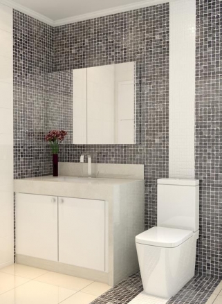 Banheiro Com Pastilhas Cinza Silk 1jpg